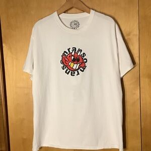 Ransom devil logo white Tshirt, size XL